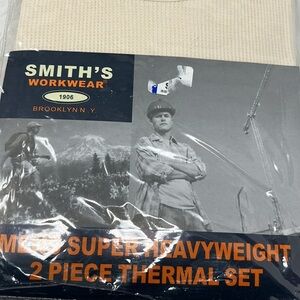 Smith’s Workwear Mens Heavyweight 2 Piece Thermal Set Cream Size Small
